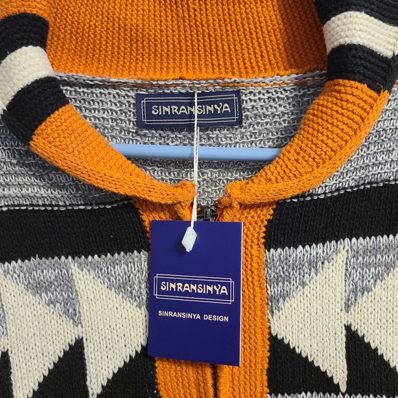 Aztec Zip Sweater Cardigan Medium - Picture 5 of 15